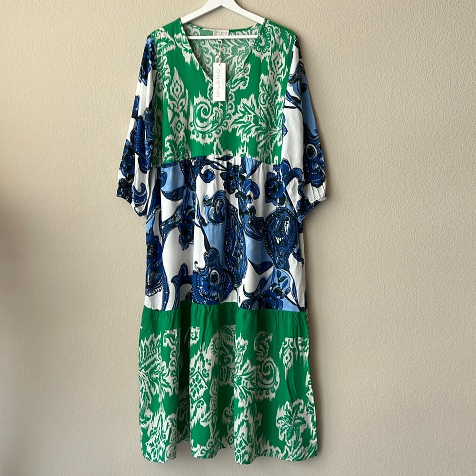 Nwt Milano Italy %100 Viscose Tiered Dress Size 8